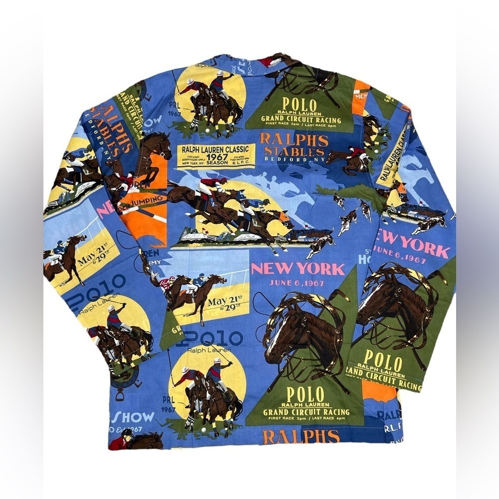 Polo Ralph Lauren Equestrian Sleepwear All Over Print Button Up Shirt - Picture 12 of 12